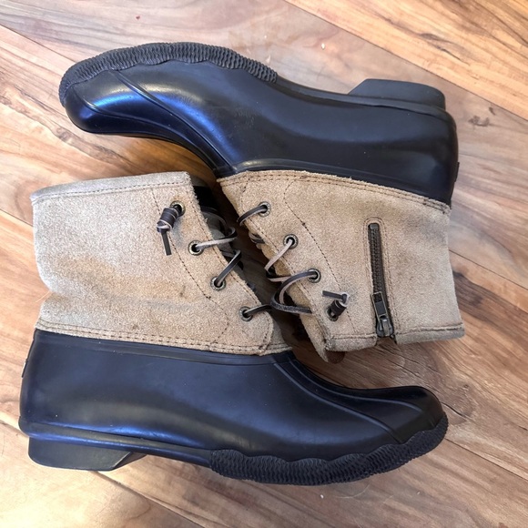 Sperry Saltwater Women’s Rain Waterproof Duck Boots Suede Tan size 9.5 Preppy - Picture 6 of 9